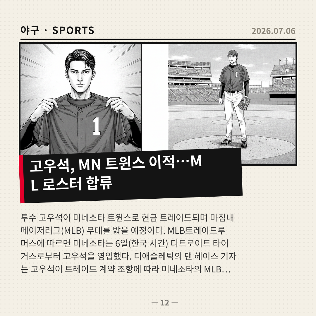 고우석, 미네소타 트윈스 이적 확정…마침내 MLB 로스터 합류