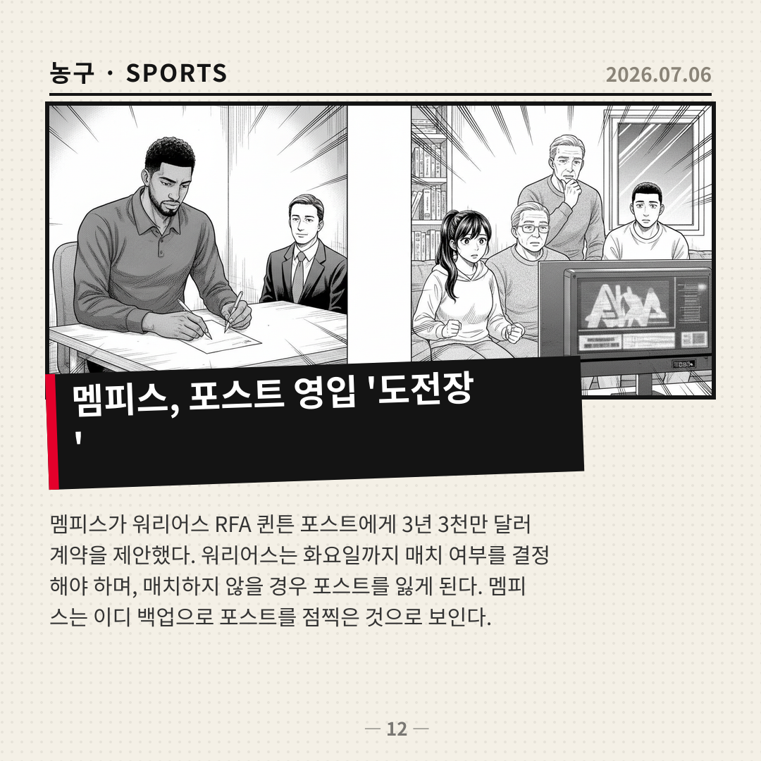 멤피스, 제한적 자유계약 퀸튼 포스트 영입 시도… 워리어스, 매치 여부 주목